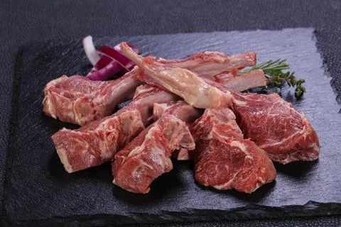 Raw rack of lamb Stock Photos