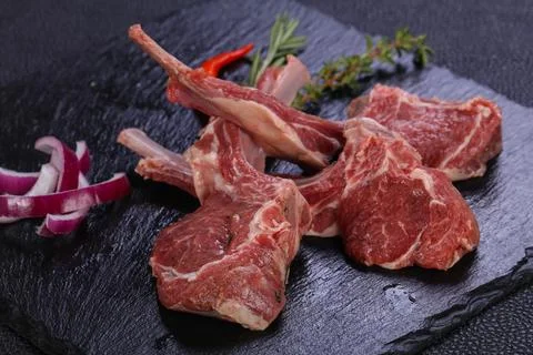 Raw rack of lamb Stock Photos