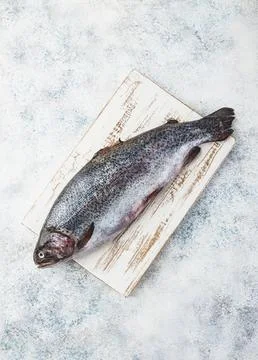 Raw rainbow trout light background Stock Photos