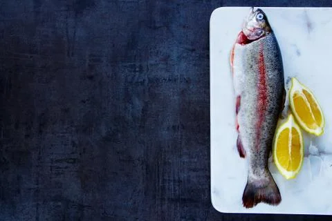 Raw rainbow trout Stock Photos