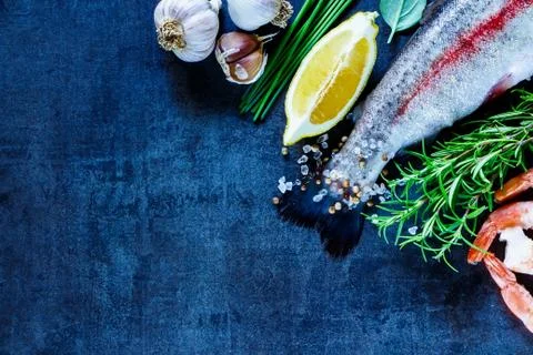Raw rainbow trout Stock Photos
