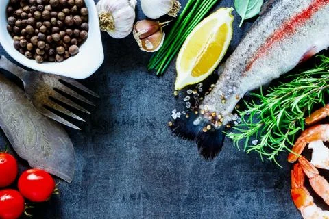 Raw rainbow trout Stock Photos