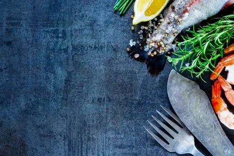 Raw rainbow trout Stock Photos
