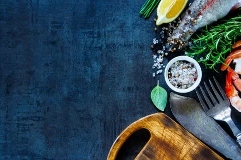 Raw rainbow trout Stock Photos
