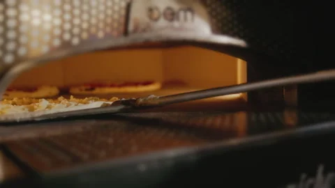Raw Ready To Bake Pizza Is Placed In Oven. Stock Footage 262620204