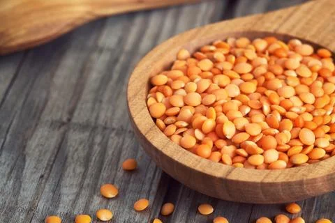 Raw red lentils Stock Photos