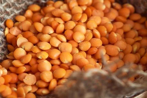 Raw red lentils Stock Photos