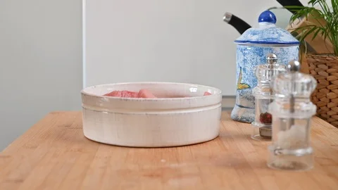 Raw red meat for steaks or grill, barbecue. Sliced beef for a delicious dinner. Stock Footage 130172276