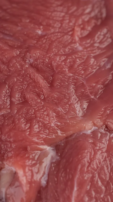 Raw red meat texture macro, rotation Stock Footage 297675555