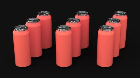 Raw of red soda cans Stock Illustration