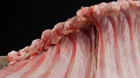 Raw ribs meat close up Stock Footage 106510982