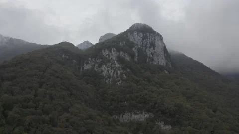 RAW S-LOG Dronie with mountain view Stock Footage 145830210