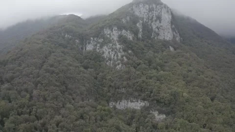 RAW S-LOG Dronie with mountain view Stock Footage 145830246