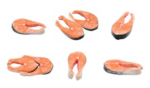 Raw salmon collage Stock Photos