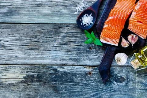 Raw salmon filet Stock Photos