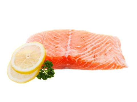 Raw salmon fillet Foto stock