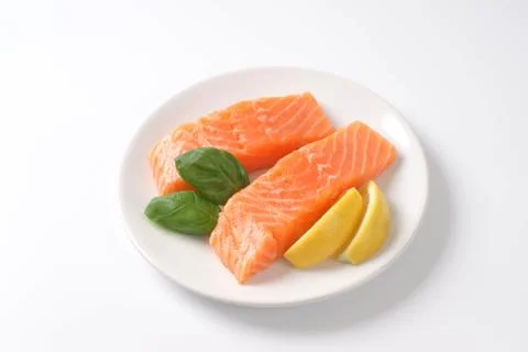 Raw salmon fillets Foto stock