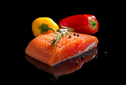Raw salmon. Stock Photos