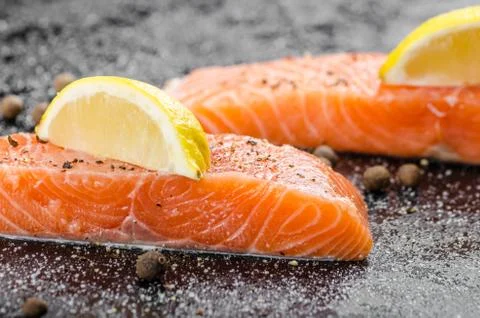 Raw salmon Stock Photos