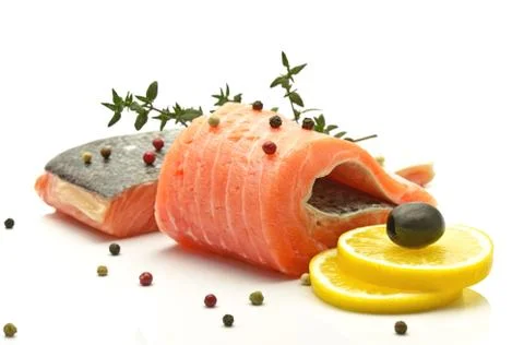 Raw salmon Stock Photos