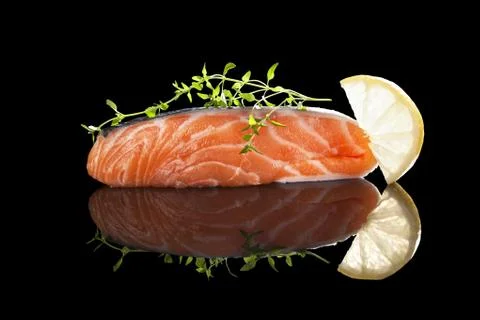 Raw salmon steak. Stock Photos