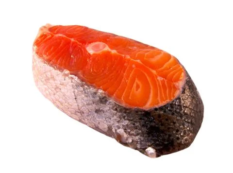Raw salmon steak Stock Photos