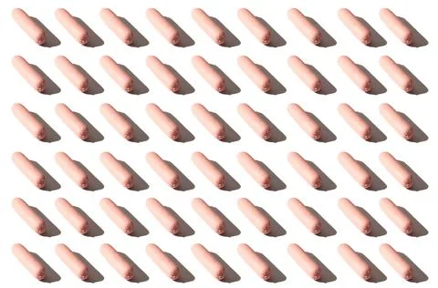 Raw sausage pattern on a white background Stock Photos