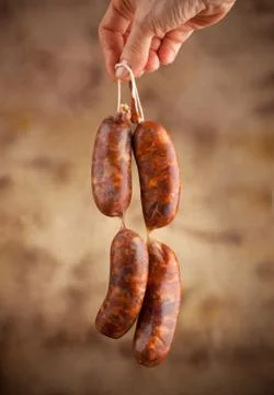 Raw sausage Stock Photos