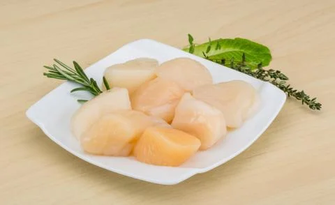 Raw scallops Stock Photos