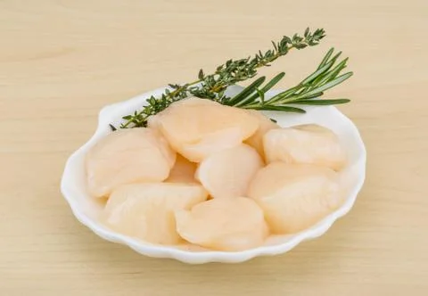 Raw scallops Stock Photos