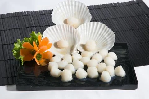 Raw scallops ready for cooking. Foto stock
