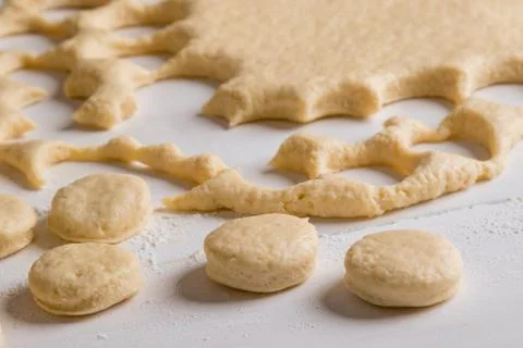 Raw scones on table Stock Photos