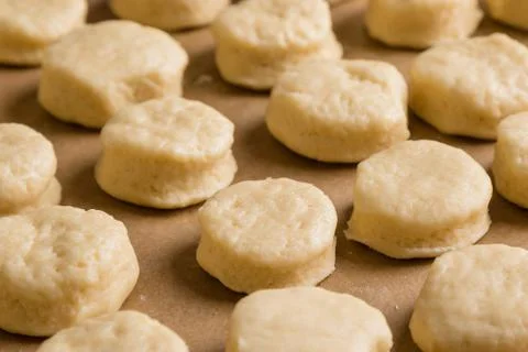 Raw scones on table Stock Photos