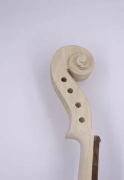 Raw Scroll of Violin put on white background Foto stock