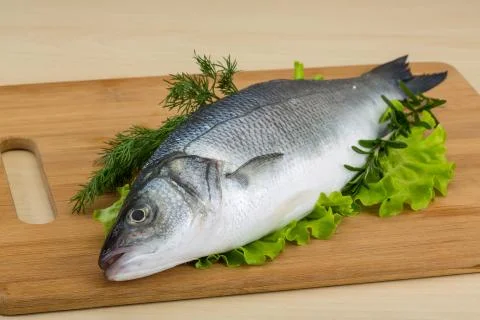 Raw seabass Stock Photos