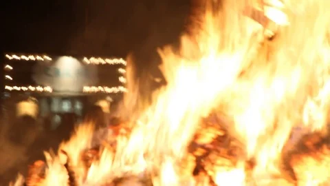 Raw Shaky Handheld POV fire footage in front of Crave Stock Footage 122802412