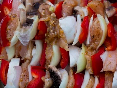 Raw shashlik. Stock Photos