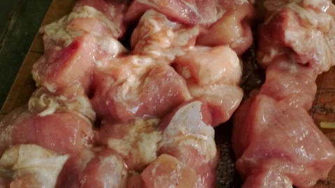 Raw shish kebab Stock Footage 140232966