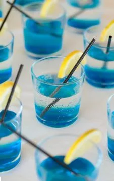 Raw of shot drinks Stock Photos
