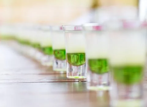 Raw of shot drinks Stock Photos