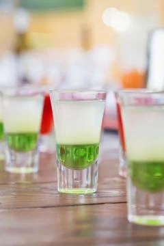 Raw of shot drinks Stock Photos