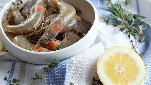 Raw shrimps Stock Footage 88822724