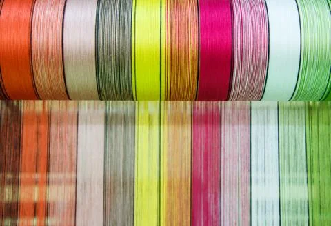 Raw silk thread color for background. Stock Photos
