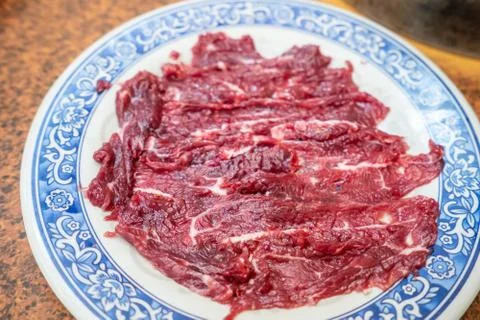 Raw sliced beef Stock Photos