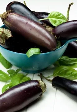 Raw Small Eggplants Stock Photos
