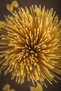 Raw Spaghetti Pasta Bundle Top View Texture Stock Photos