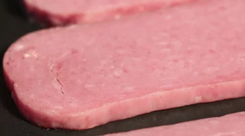 Raw Spam Cooking Stock Footage 9000195