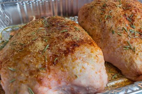 Raw spiced duck breast Stock Photos