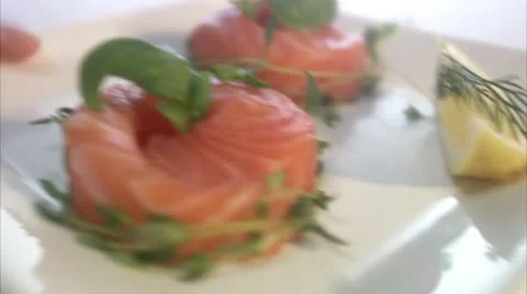 Raw spiced salmon, close-up Stock Footage 11339310