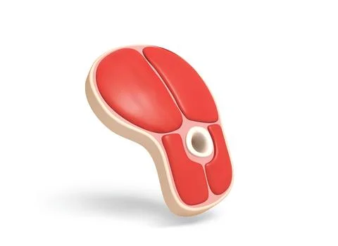 Raw Steak Cut with Bone 3D Illustrazione stock